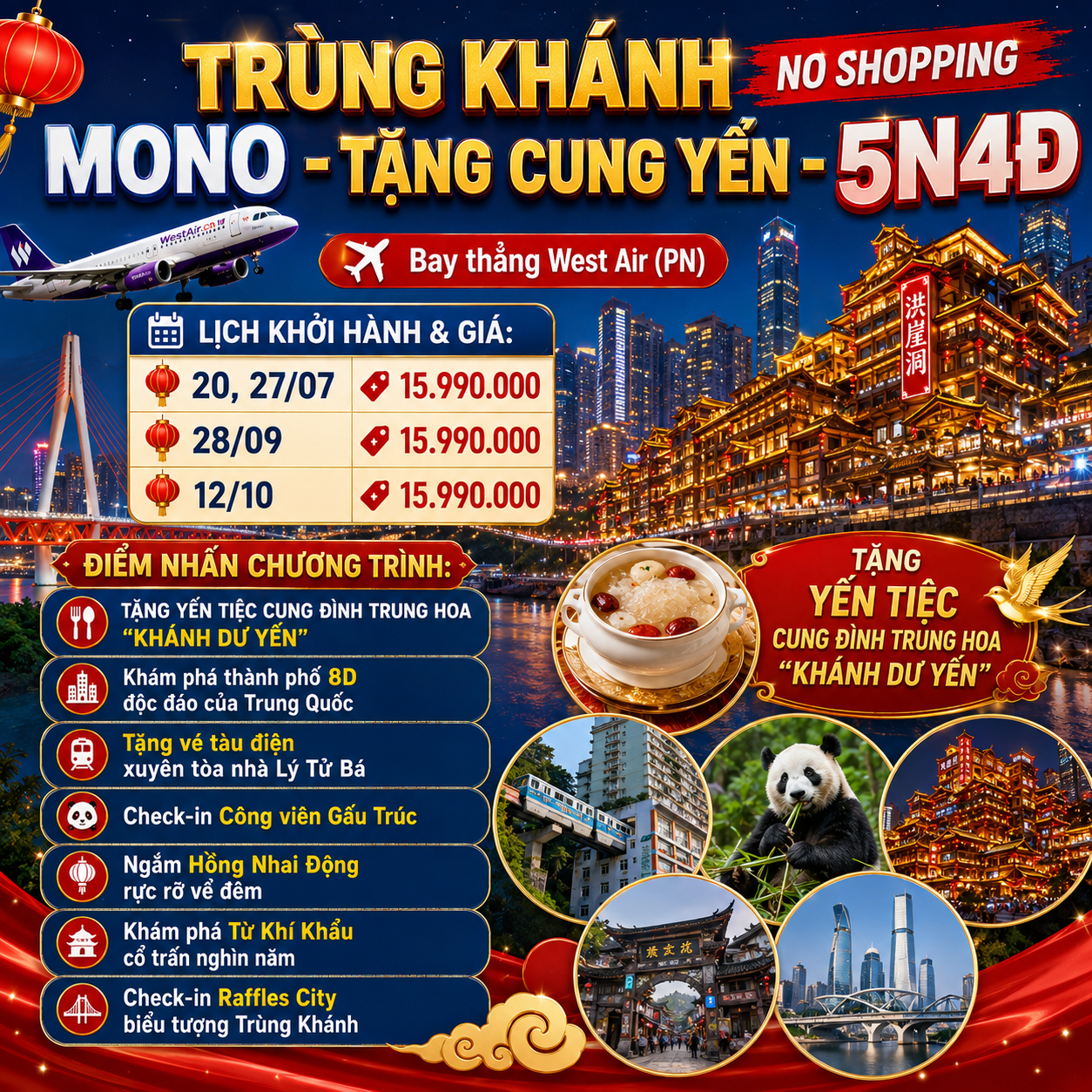TRÙNG KHÁNH 5N4Đ NO SHOPPING 2026